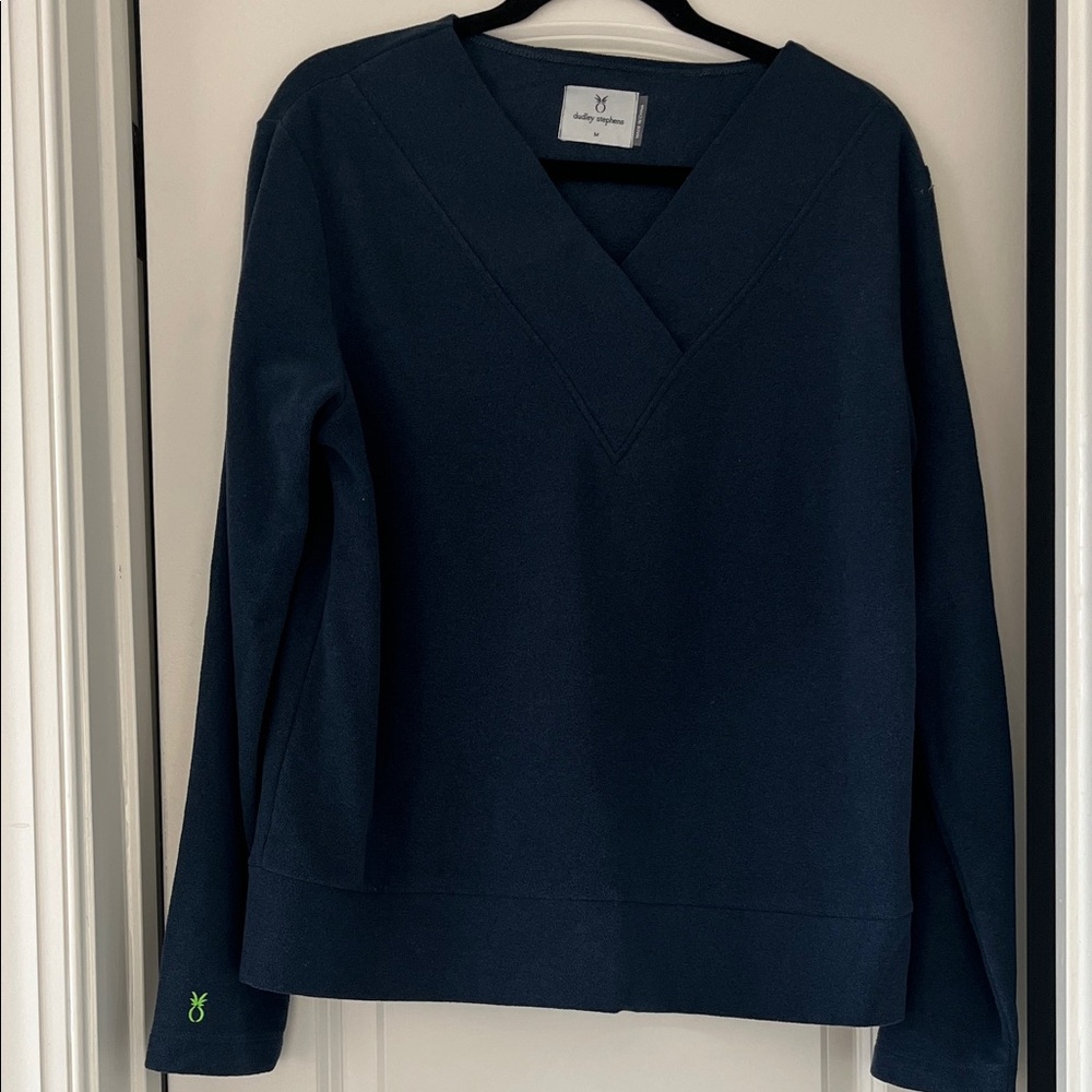 Dudley Stephens Valley Vneck Navy Blue Sweater/Fleece Medium EUC